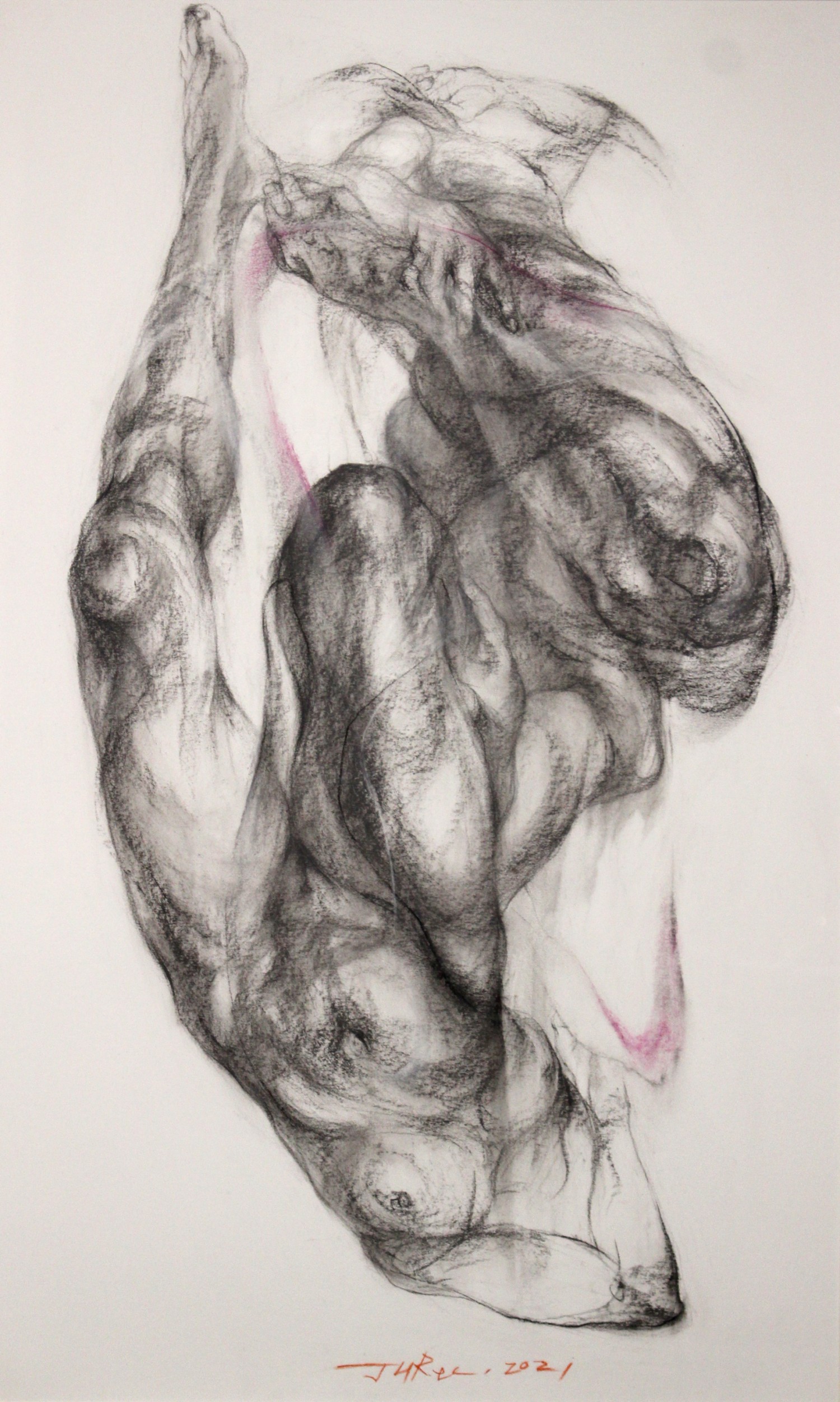 자유롭자던, conte on paper,  82x51cm, 2021