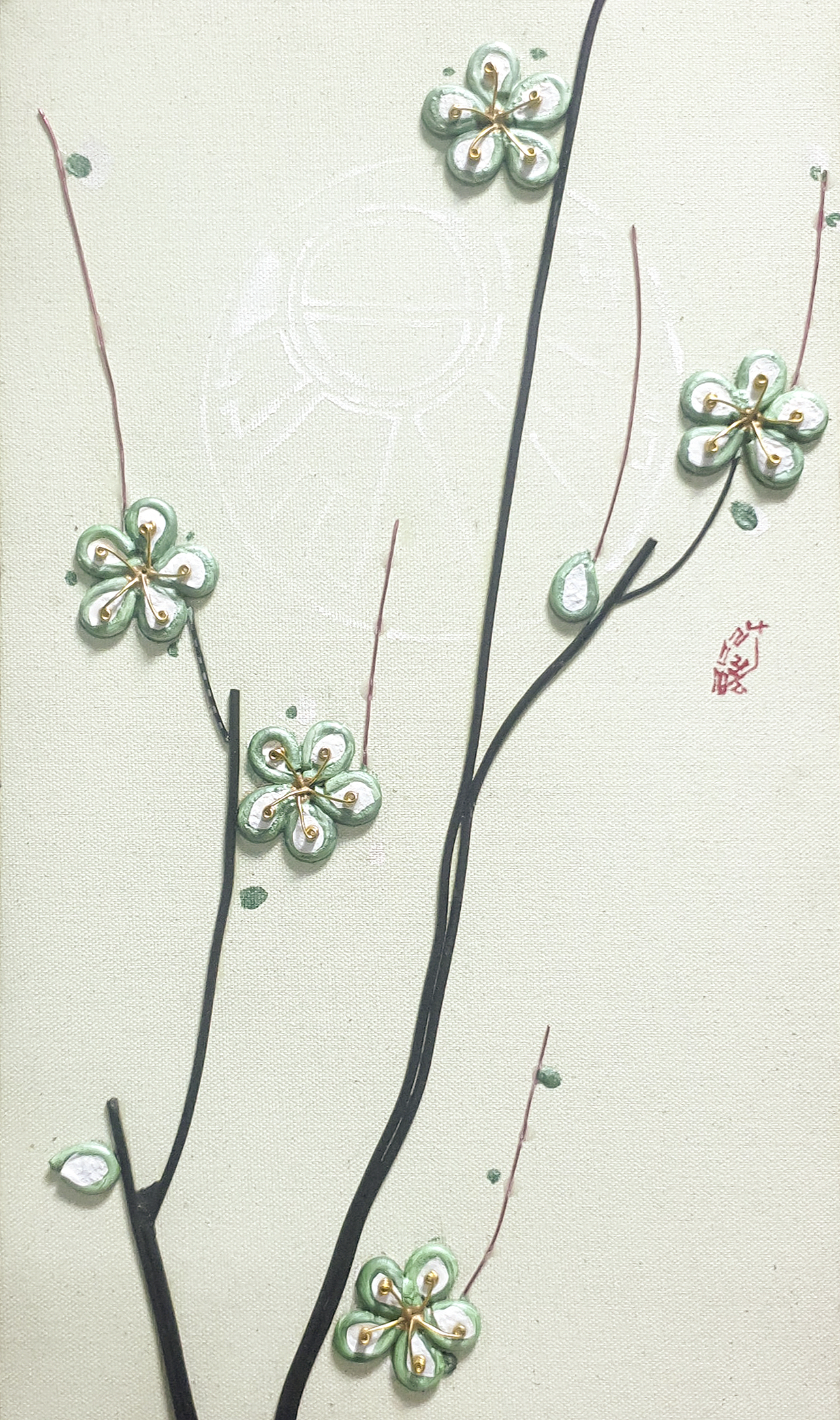 융합의 서곡 #-II, 40.9x24.2cm, 시멘트,전선,반도체,스피커,아크릴릭 2024