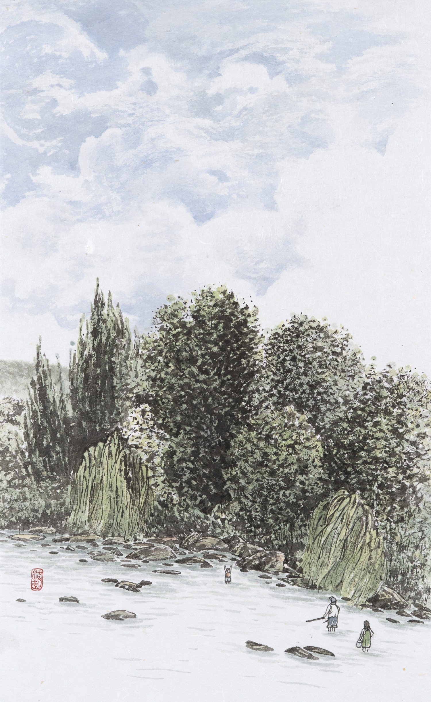 여름 속으로 46.5 × 28.5cm, 한지에 수묵담채, 2025