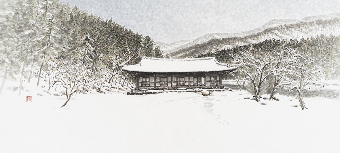 이홍규 고요한 풍경들, 32.5 x 71.5cm, 한지에 수묵담채, 2025