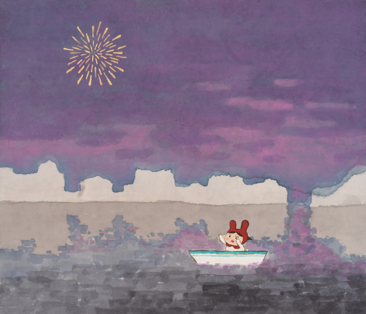 고형숙. 마이멜로디 오마주-불꽃놀이, 45 × 53cm, 한지에 채색, 2025