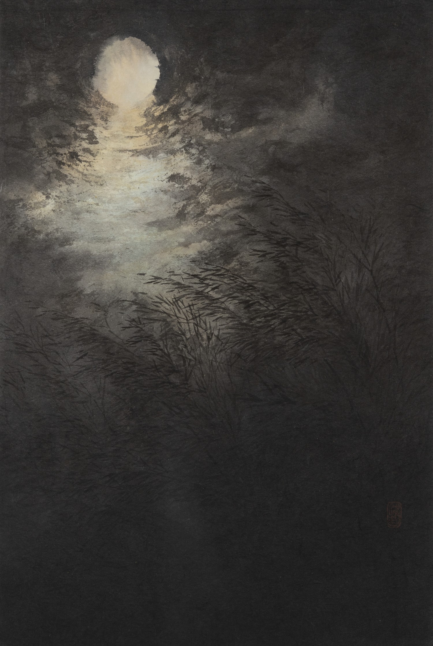 달빛 36.5 × 24.5cm, 한지에 수묵담채, 2025