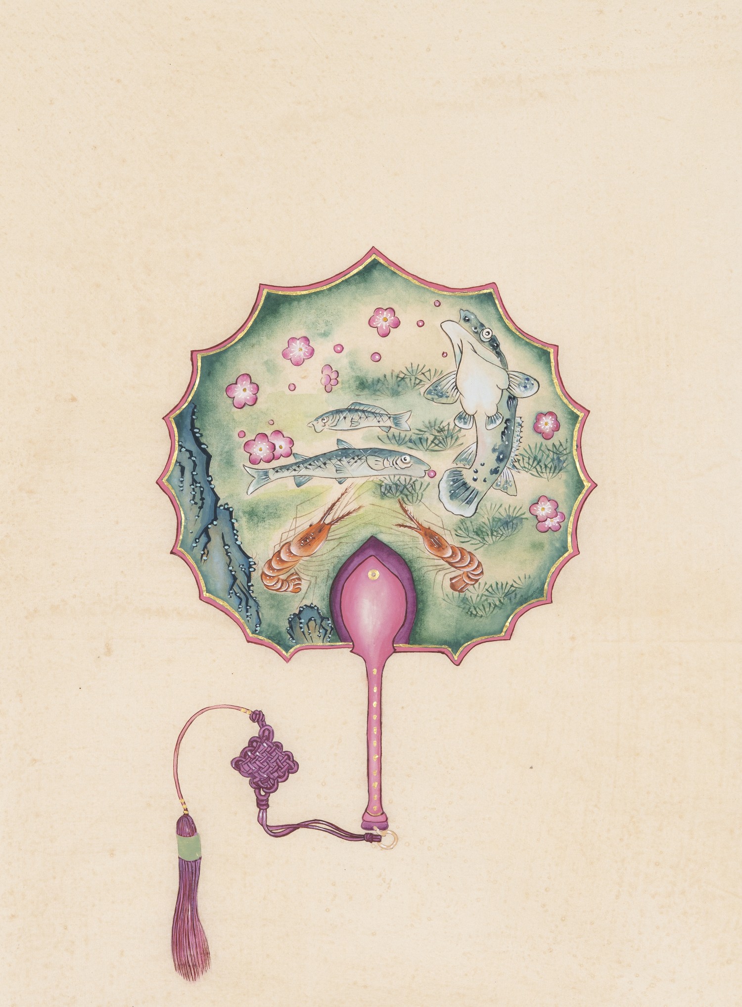 어해도   39 × 27 cm, 순지에 분채