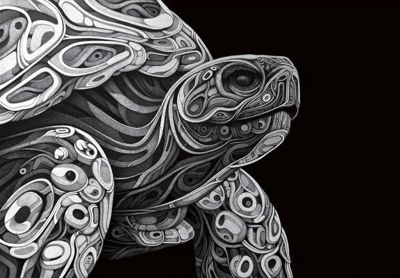 Derek Finn - Turtle V / Pencil. A4. 2025