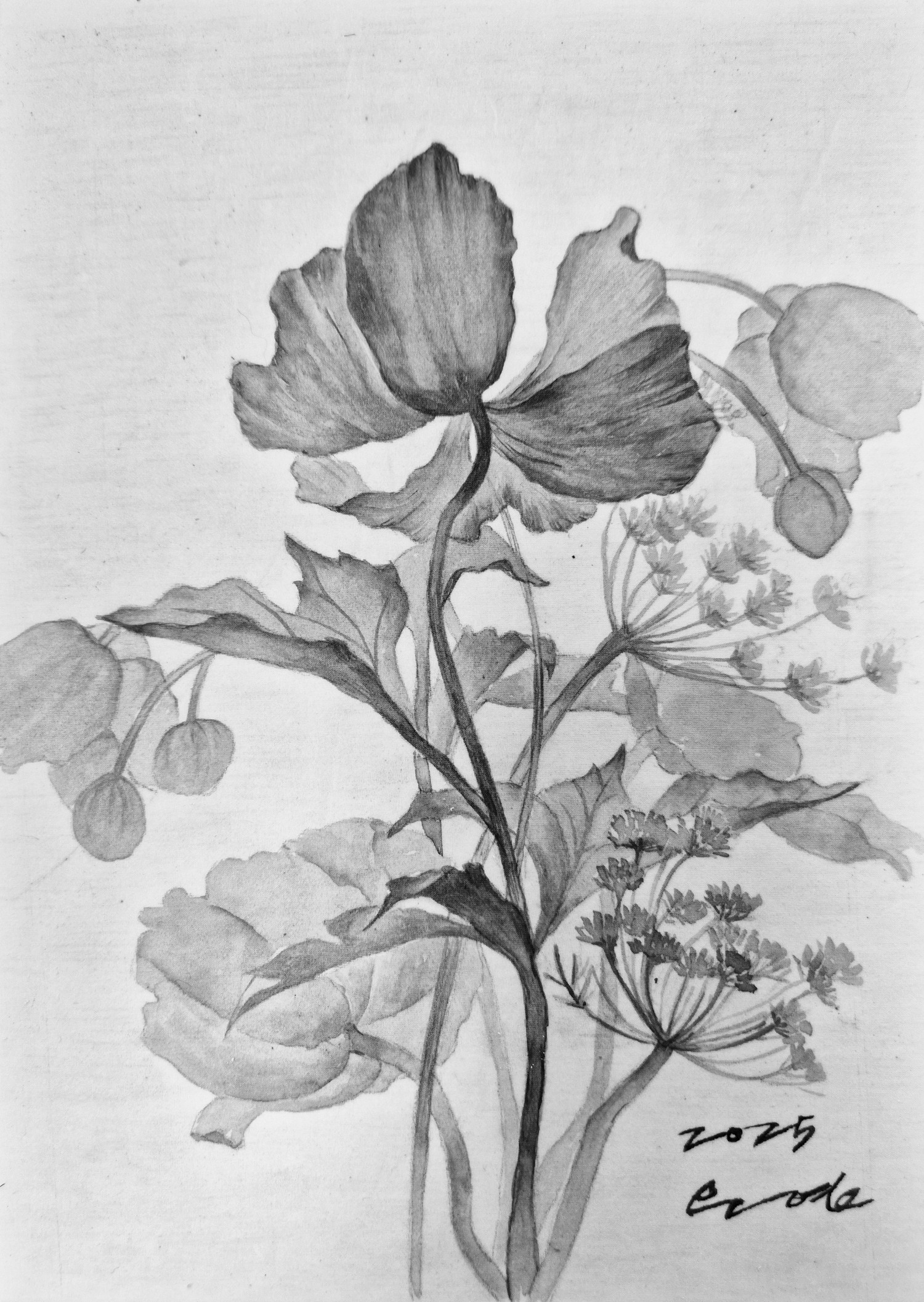 김은영. 기다리다, 24 × 17cm, 비단에 채색, 2025