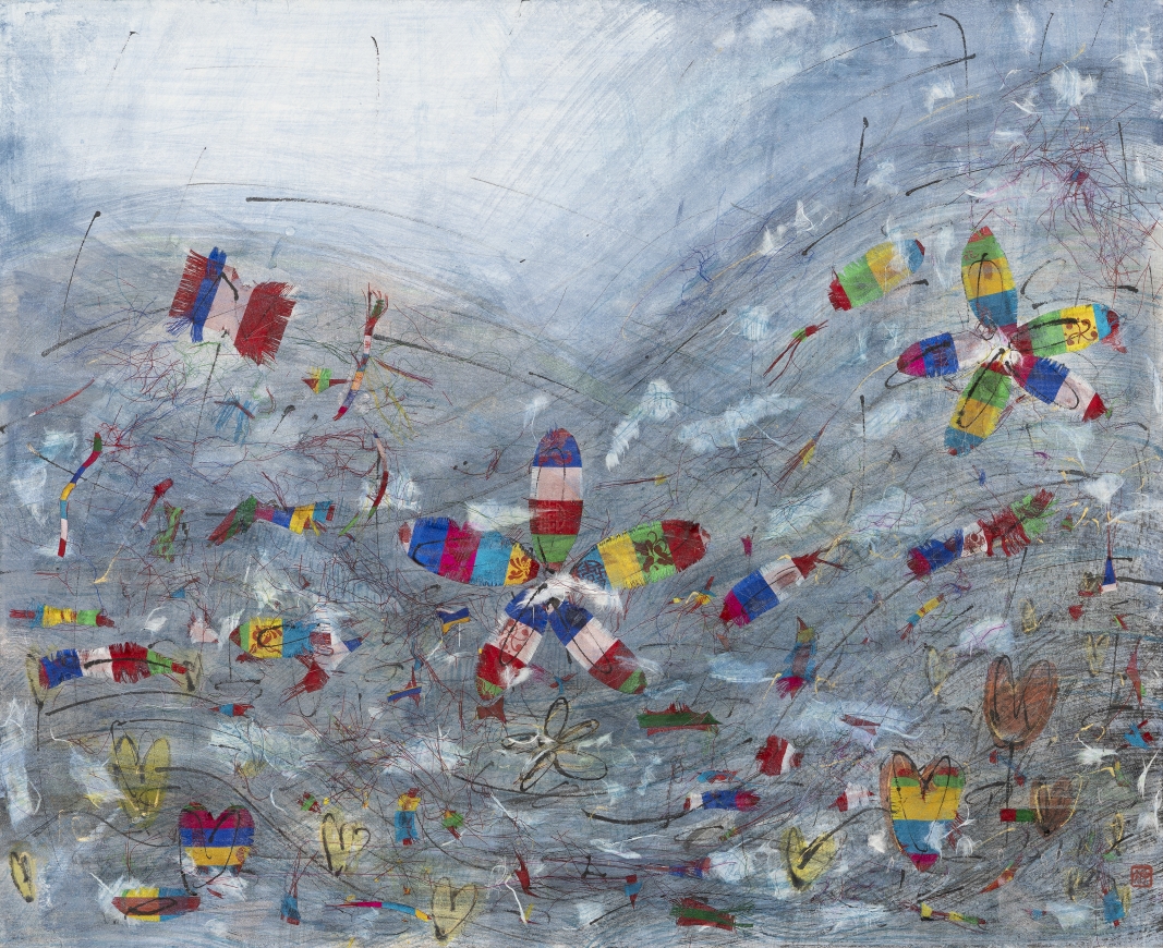 인연(因緣) 53×65cm 장지에 분채·먹·비단 2026