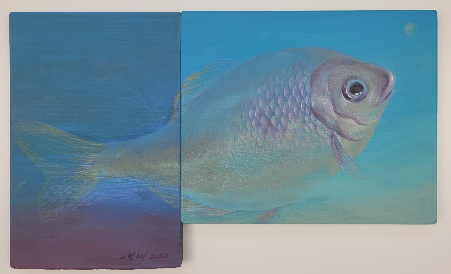 홍성미  임실 납자루, 22x37cm, 나무패널에 아크릴, 2026
